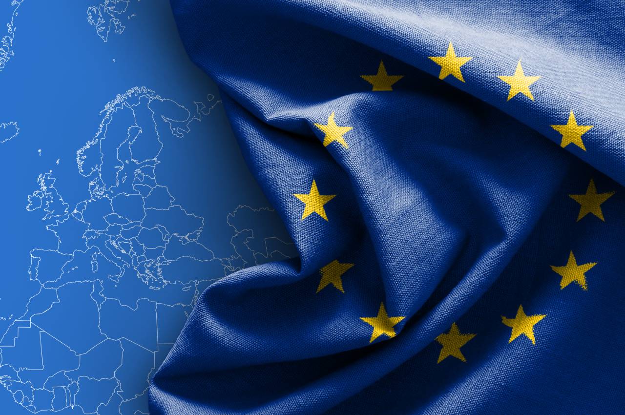 unione europea bandiera e cartina